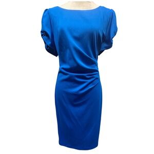 Karl Lagerfeld Paris Sheath Dress Ruched Cocktail Party Royal‎ Blue Women's 16